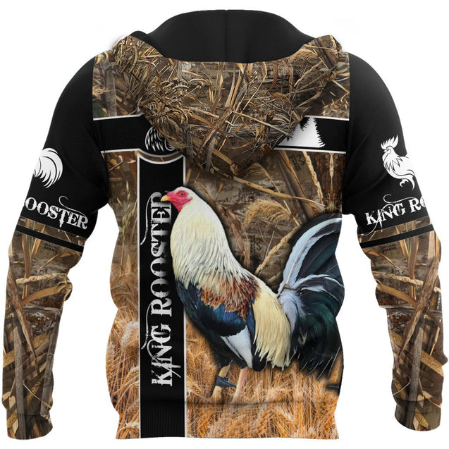 King Rooster Camo 3D Over Printed Unisex Deluxe Hoodie ML