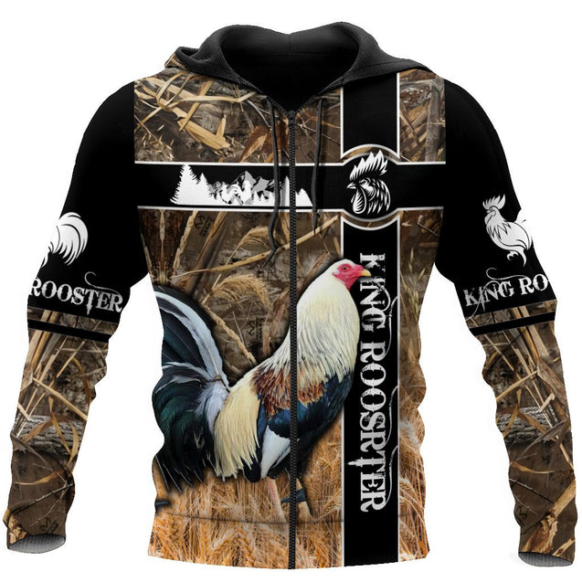 King Rooster Camo 3D Over Printed Unisex Deluxe Hoodie ML