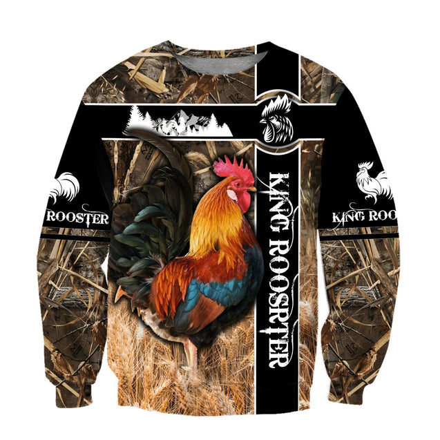 King Rooster Camo 3D Over Printed Unisex Deluxe Hoodie ML