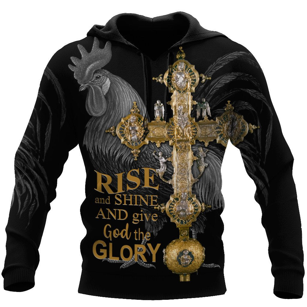Rooster Rise And Shine And Give God The Glory 3D Over Printed Unisex Deluxe Hoodie ML