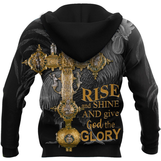 Rooster Rise And Shine And Give God The Glory 3D Over Printed Unisex Deluxe Hoodie ML