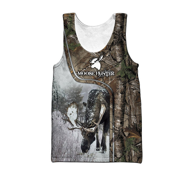 Moose Hunting Camo 3D Over Printed Unisex Deluxe Hoodie ML