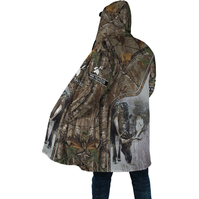 Moose Hunting Camo 3D Over Printed Unisex Deluxe Hoodie ML