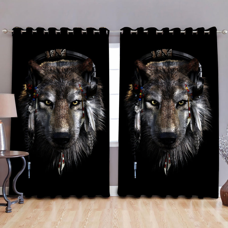 Native Music Wolf Curtains Window AM102087