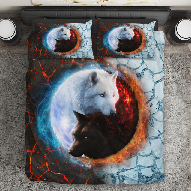 Yin Yang Ice And Fire Wolf Art Bedding Set HVT02112001