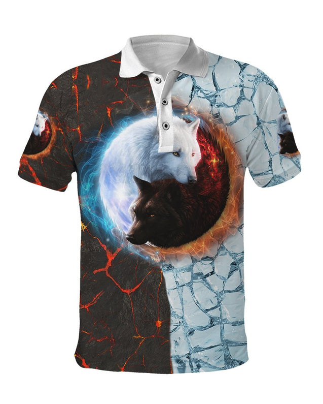 Yin Yang Ice And Fire Wolf Art Shirts HVT02112001