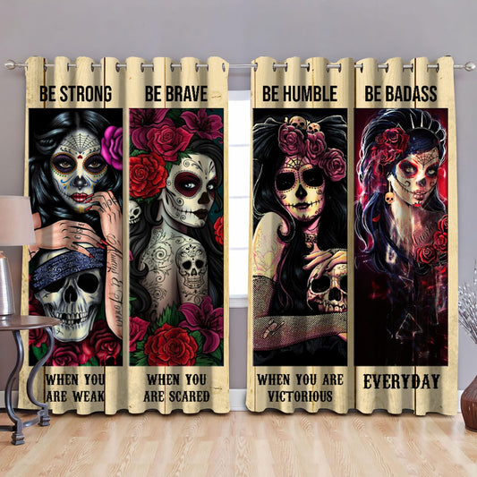 Skull Girls Art Curtains Window AM112023