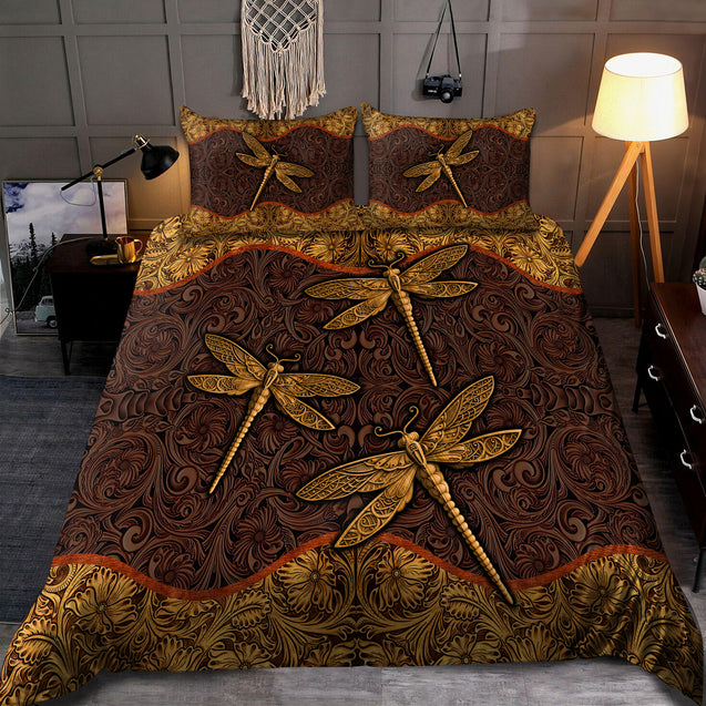 3D Leather Art Of Dragonfly Bedding Set MH09112003