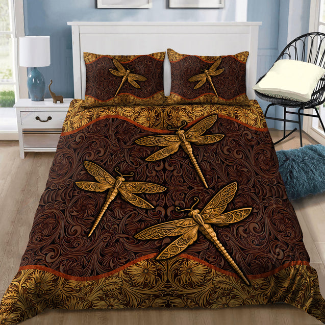 3D Leather Art Of Dragonfly Bedding Set MH09112003