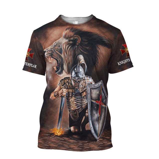 Knights Templar and Lion 3D All Over Printed Shirts VP12112003