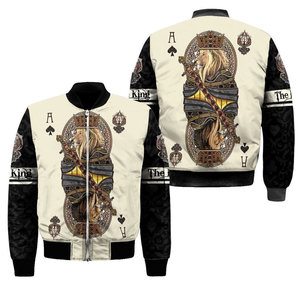 King Ace Spade Lion Poker 3D All Over Printed Unisex Shirts