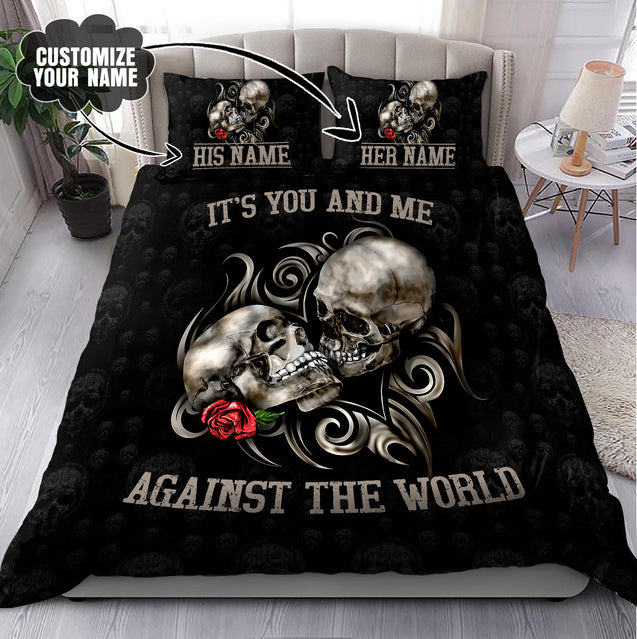 Customize Name Couple Skull Art Bedding Set MH21112003