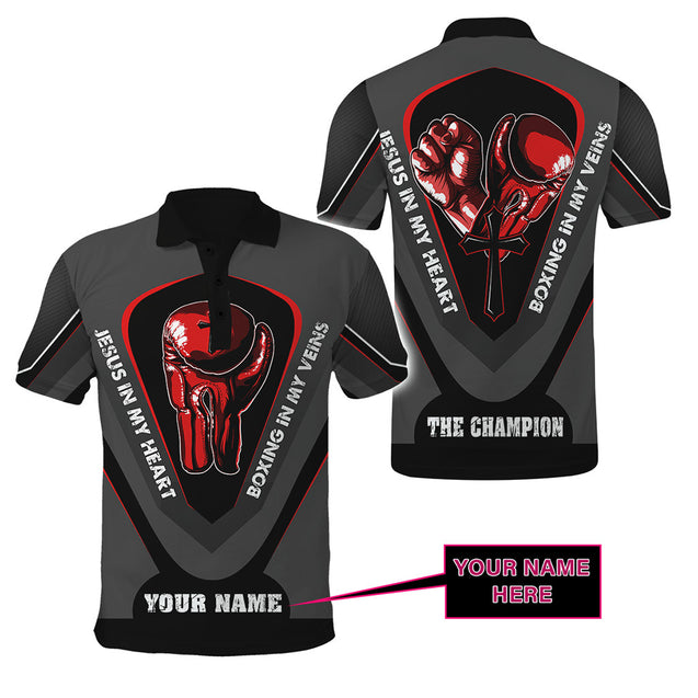 Custom Name Jesus In My Heart, Boxing In My Veins 3D All Over Printed  Unisex Shirt