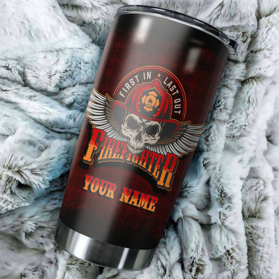 Firefighter Cool Skull Customize Name Stainless Steel Tumbler MH27112005