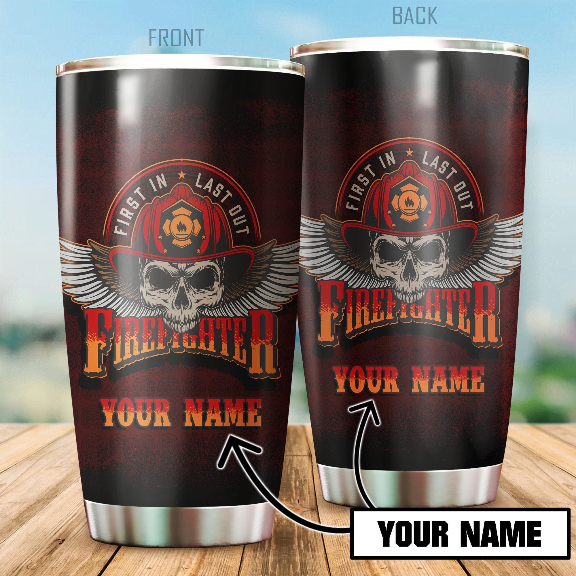 Firefighter Cool Skull Customize Name Stainless Steel Tumbler MH27112005