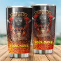 Firefighter Skull On Fire Customize Name Stainless Steel Tumbler MH27112006