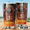 Firefighter Skull On Fire Customize Name Stainless Steel Tumbler MH27112006