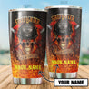 Firefighter Skull On Fire Customize Name Stainless Steel Tumbler MH27112006