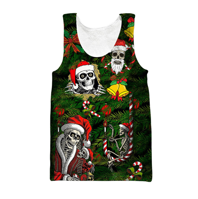 Skulls Merry Christmas 3D All Over Printed For Men And Women Shirts