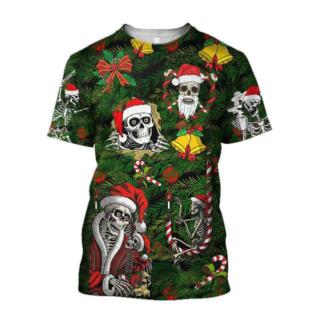 Skulls Merry Christmas 3D All Over Printed For Men And Women Shirts