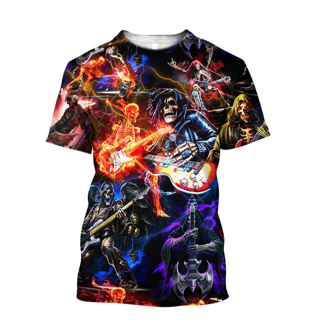 Rock Skulls 3D All Over Printed For Men And Women Shirts DD02122008