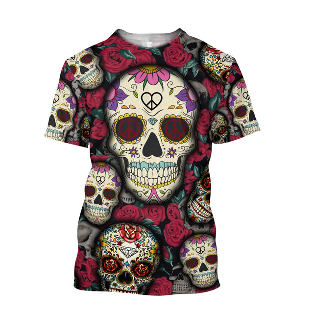 Floral Hippie Skulls 3D All Over Printed For Men And Women Shirts DA03122002