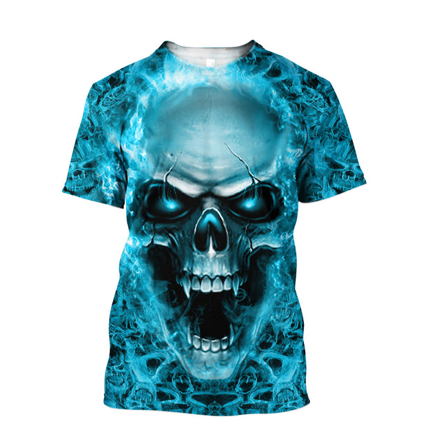 Blue Skulls 3D All Over Printed For Men And Women Shirts DD04122002