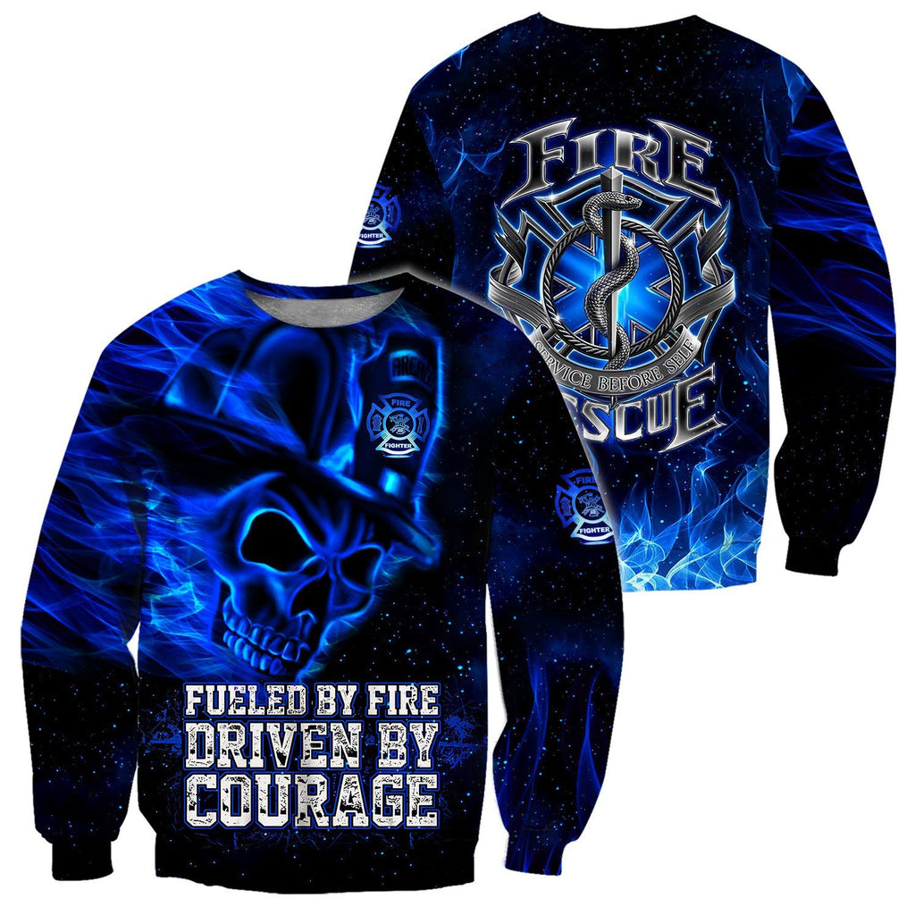 Blue Skull Firefighter Hoodie Shirts For Men And Women DD05122001HHND