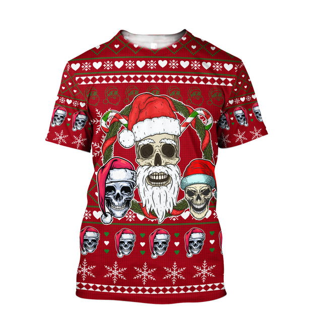 Skulls Christmas 3D All Over Printed Unisex Shirts DD07122002