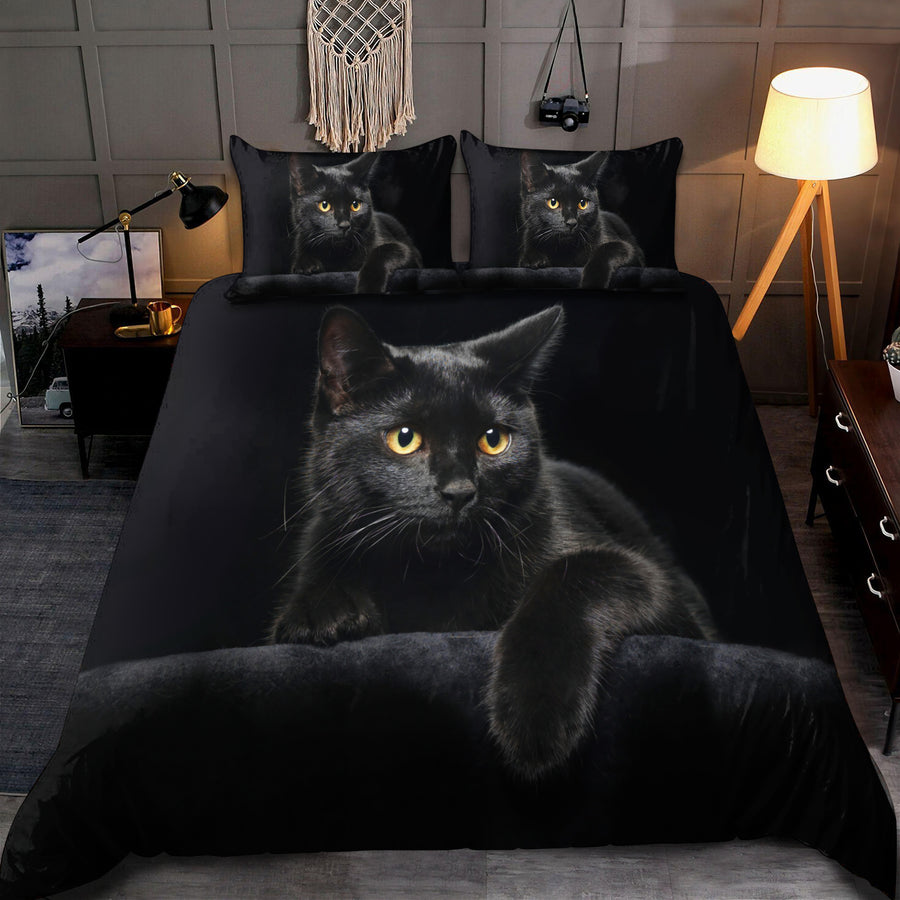 Cute Black Cat On The Night Bedding Set MH17122005