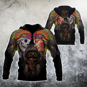 Native Girl And Skull Hoodie For Men And Women MH18122003HHJJ