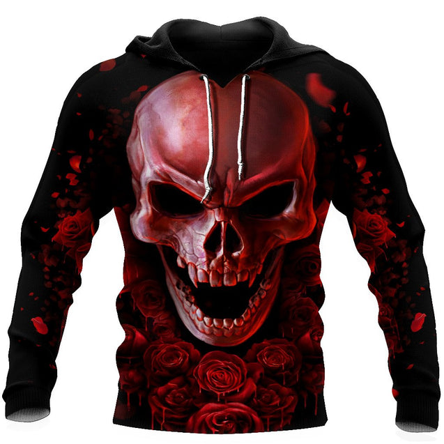 Rose & Skull Hoodie For Men And Women PD23122001