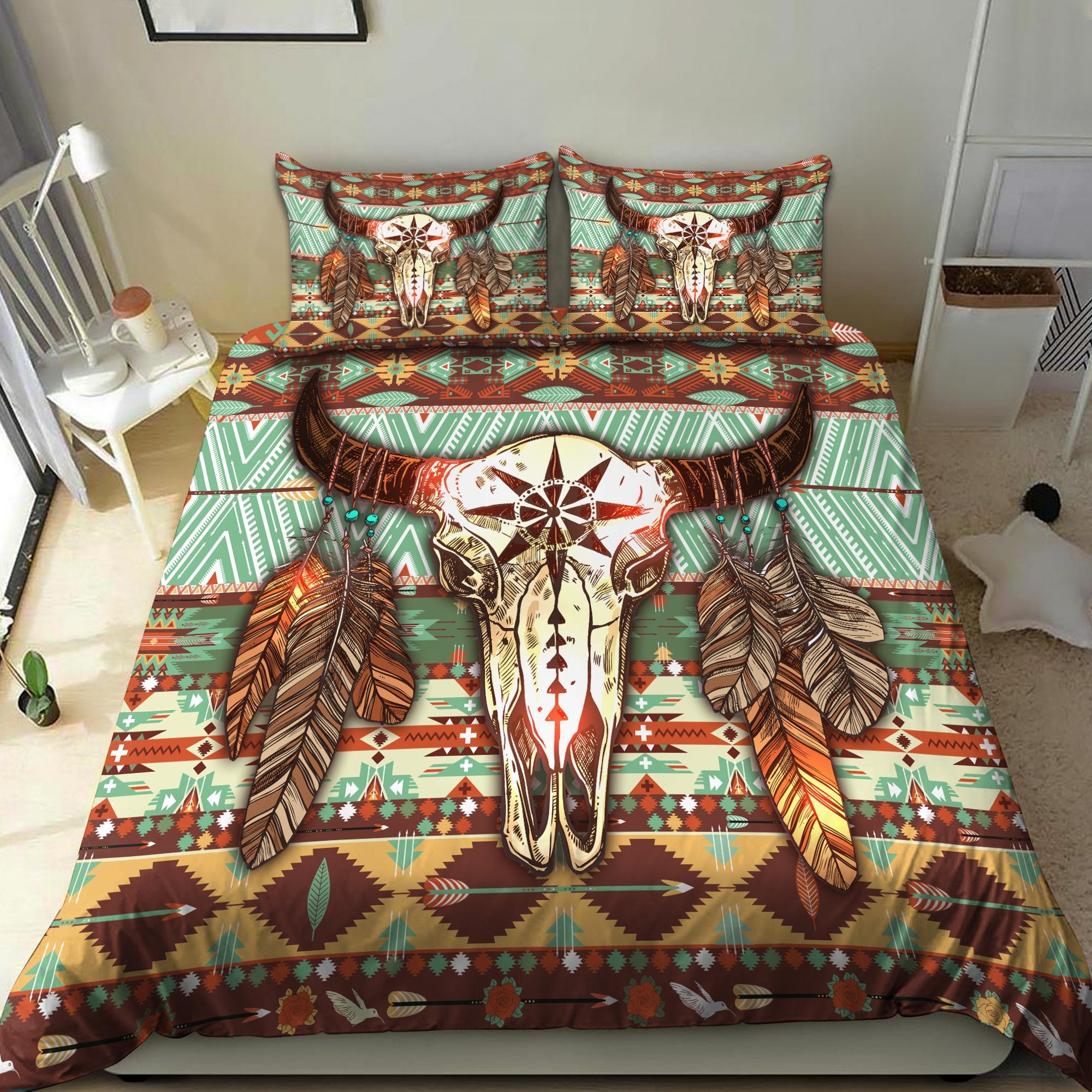 Native American Buffalo Pattern Bedding Set