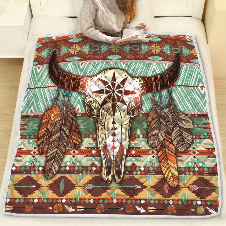 Native American Buffalo Pattern 3D Full Printing Soft and Warm Quilt