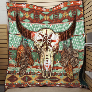 Native American Buffalo Pattern 3D Full Printing Soft and Warm Quilt