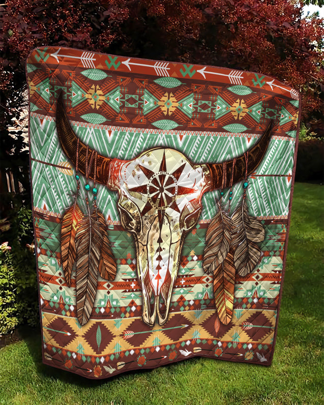 Native American Buffalo Pattern 3D Full Printing Soft and Warm Quilt