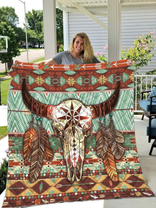 Native American Buffalo Pattern 3D Full Printing Soft and Warm Quilt