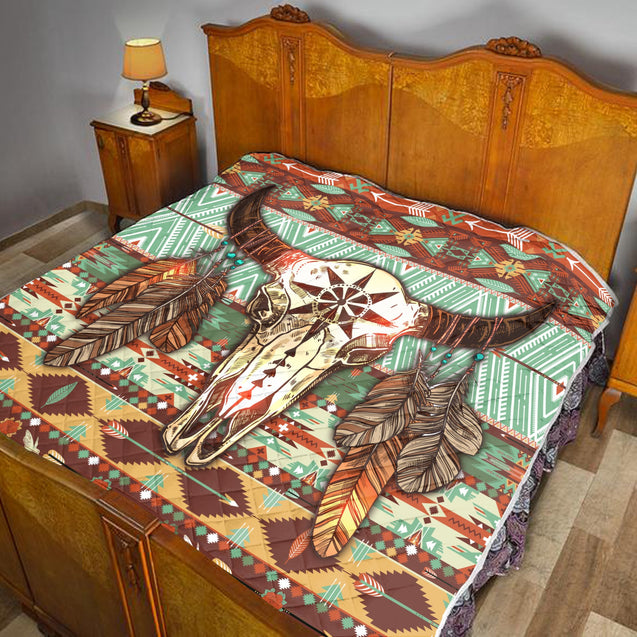 Native American Buffalo Pattern 3D Full Printing Soft and Warm Quilt