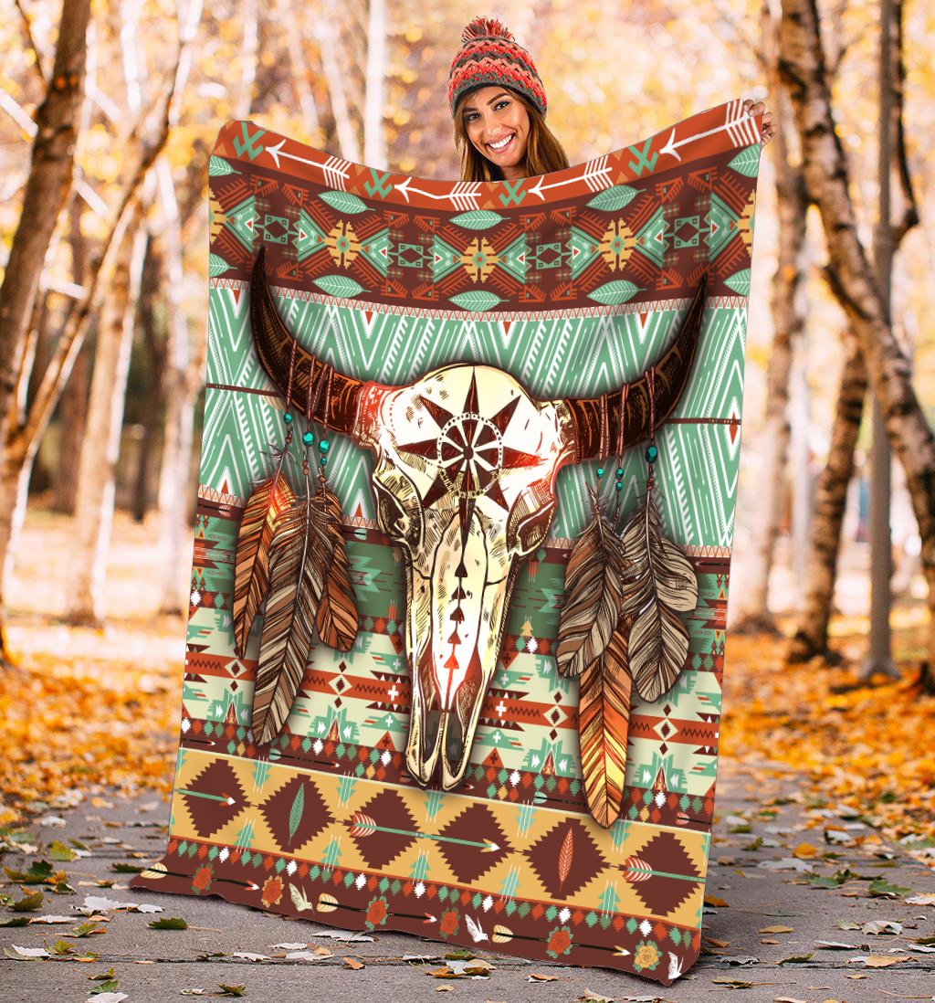 Native American Buffalo Pattern Blanket