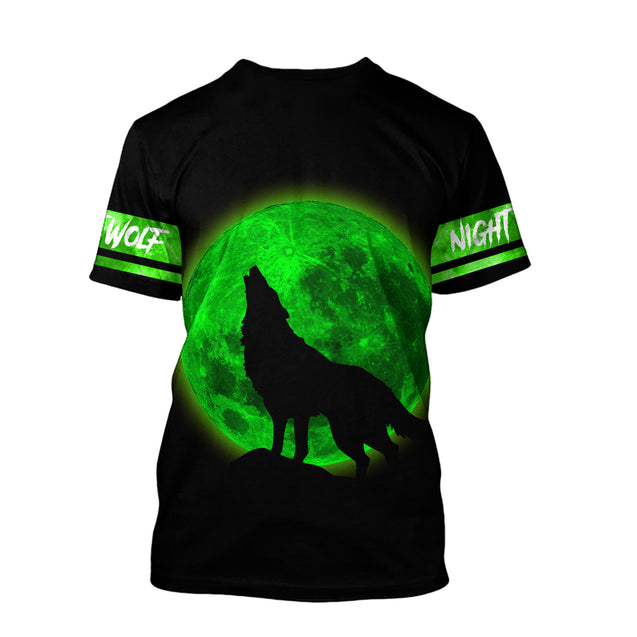 Green Wolf 3D All Over Printed Unisex Shirts