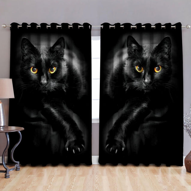 Beautiful Black Cat Window Curtains MH05012003