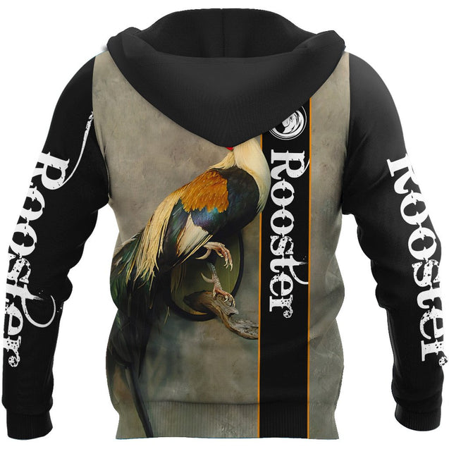 Rooster 3D All Over Printed Unisex Deluxe Hoodie ML