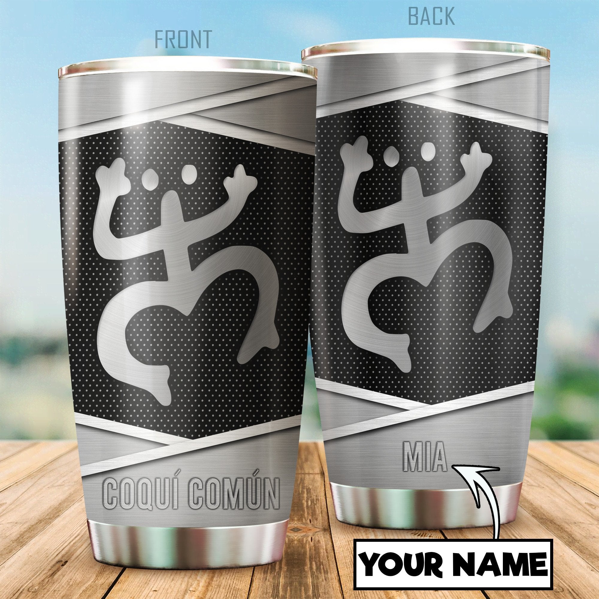 Customize Name Coqui Tattoo Puerto Rico Steel Tumbler MH06012004