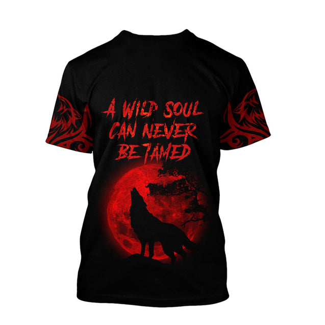 The Red Moon Wolf 3D All Over Printed Unisex Shirt