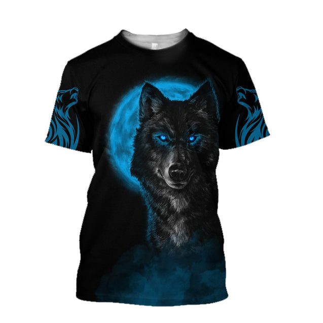 The Blue Moon Wolf 3D All Over Printed Unisex Shirt