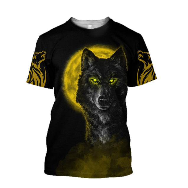 The Yellow Moon Wolf 3D All Over Printed Unisex Shirt