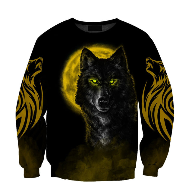 The Yellow Moon Wolf 3D All Over Printed Unisex Shirt