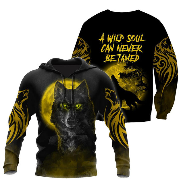 The Yellow Moon Wolf 3D All Over Printed Unisex Shirt