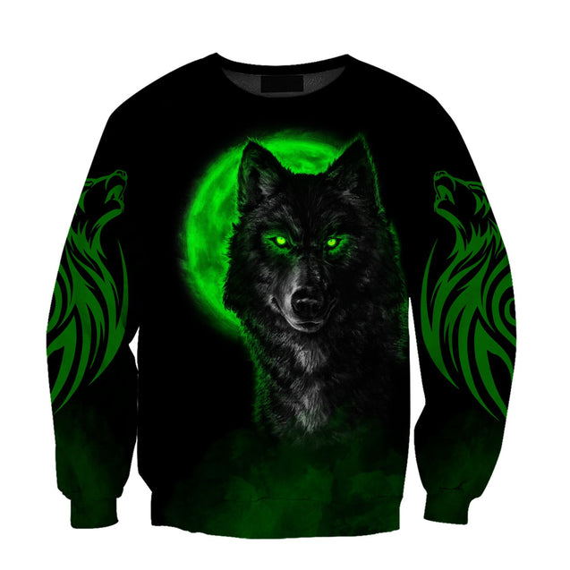 The Green Moon Wolf 3D All Over Printed Unisex Shirt