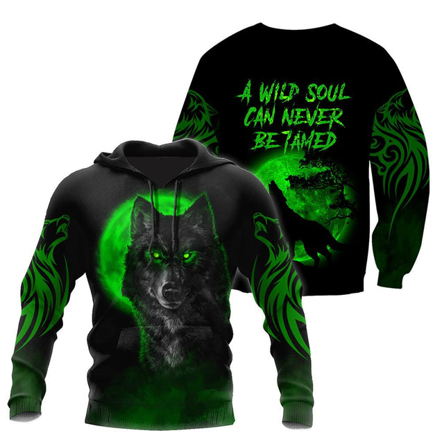 The Green Moon Wolf 3D All Over Printed Unisex Shirt